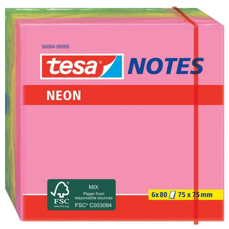 Null Tesa Neon Notes Haftnotizen, 75 X 75 Mm, 3-farbig 6 Null Tesa Neon Notes Haftnotizen, 75 X 75 Mm, 3-farbig – Bild 6