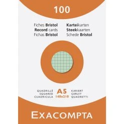 Exacompta 13378E 10x Karteikarten A5 Kariert Sort 100St - Farben Sortiert
