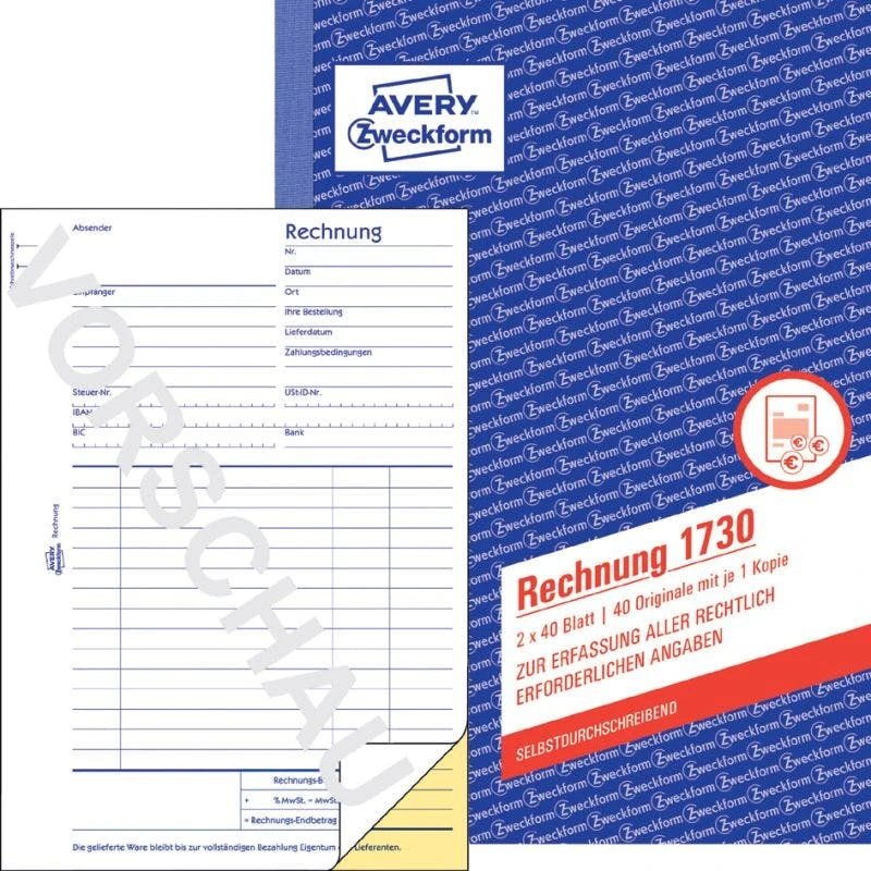 AVERY Zweckform Formularbuch 'Rechnung', A6, 2 X 50 Blatt 3 AVERY Zweckform Formularbuch 'Rechnung', A6, 2 X 50 Blatt – Bild 3