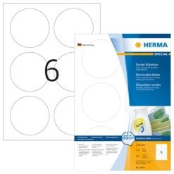 Herma Ablösbare Etiketten Ø 85 Mm, 600 Etiketten, Weiß, Rund, Wieder Haftend