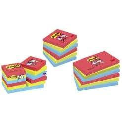 Null Post-it Haftnotizen Super Sticky Notes, 76 X 76 Mm, 3-farbig