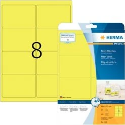 Herma Neonetiketten 99,1 X 67,7 Mm, 160 Etiketten, Aus Acetatseide, Leuchtgelb