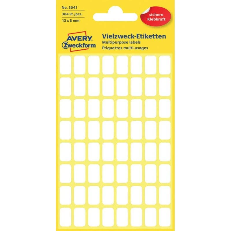 Null AVERY Zweckform Vielzweck-Etiketten, 38 X 18 Mm, Weiß, KP 1 Null AVERY Zweckform Vielzweck-Etiketten, 38 X 18 Mm, Weiß, KP