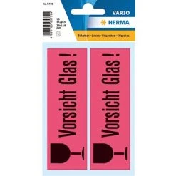 HERMA Hinweisetikett Vorsicht Glas 5739 39x118mm 10 St./Pack.