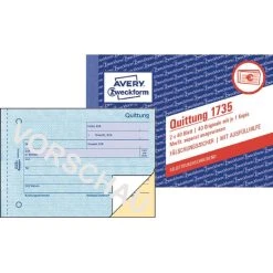 AVERY Zweckform Formularbuch 'Quittung', A6 Quer, 2x50 Blatt