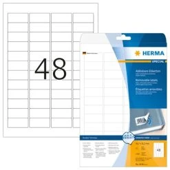 Herma Ablösbare Etiketten 45,7 X 21,2 Mm, 1.200 Etiketten, Weiß, Matt, Haftend