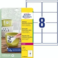 Avery Zweckform L7976-25 Tiefkühl-Etiketten, 99,1 X 67,7 Mm, Kälteresistentes Papier, 25 Bogen/200 Etiketten, Weiß -Tesa Geschäft 362a7889 3c56 4308 9c65 2e10f94ff875