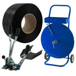 Kk-verpackungen 16 Mm PP Umreifung Set 2000m Umreifungsband Verschlussgerät Abrollwagen Hülsen