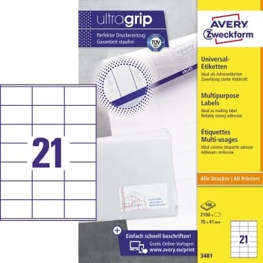 Avery Zweckform Universaletikett 3455 105x37mm Gelb 1600 St./Pack. 7 Avery Zweckform Universaletikett 3455 105x37mm Gelb 1600 St./Pack. – Bild 7