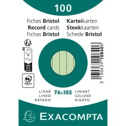 Exacompta 10840SE 40x Karteikarten Liniert DIN A7 100 St Eingeschweißt - Grün