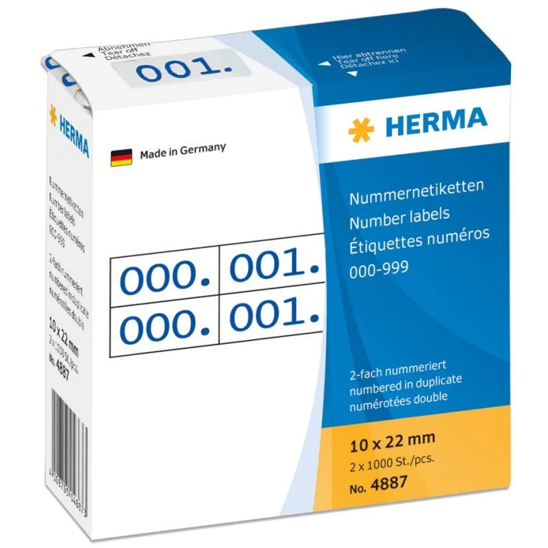 HERMA Nummern-Etiketten 0-999, 10 X 22 Mm, Blau, Doppelt 2 HERMA Nummern-Etiketten 0-999, 10 X 22 Mm, Blau, Doppelt – Bild 2