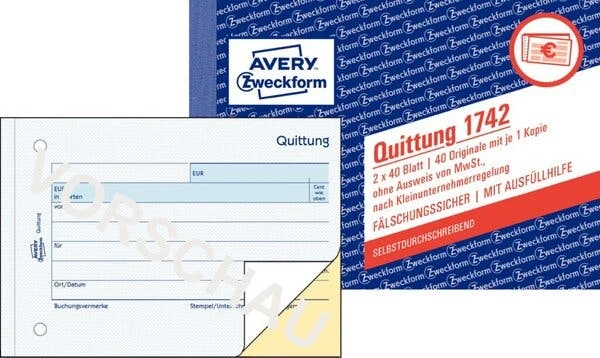 AVERY Zweckform Formularbuch 'Quittung Mit MwSt.', SD 3 AVERY Zweckform Formularbuch 'Quittung Mit MwSt.', SD – Bild 3