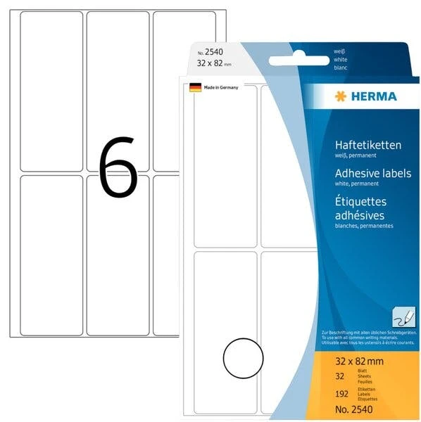 HERMA Vielzweck-Etiketten, 32 X 82 Mm, Weiß, Großpackung 1 HERMA Vielzweck-Etiketten, 32 X 82 Mm, Weiß, Großpackung