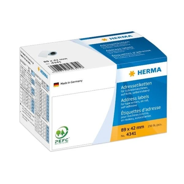 HERMA Adress-Etiketten, 89 X 42 Mm, Endlos, Weiß 1 HERMA Adress-Etiketten, 89 X 42 Mm, Endlos, Weiß