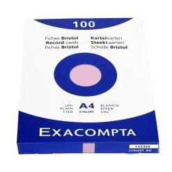 Exacompta 13336E 10x Karteikarten Blanko DIN A4 100 St - Mit Faltschachtel - Rosa