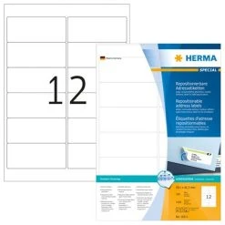 Herma Folien-Etiketten 97,0 X 42,3 Mm, 240 Etiketten, Weiß, Matt, Wetterfest, Extrem Stark Haftend, Wiederablösbar, Blattformat: DIN A4 -Tesa Geschäft 516ec291 67ab 4266 bc9b 419824775a9b 3