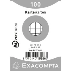 Exacompta 3208B 48x Karteikarten Kariert DIN A8 100 St Eingeschweißt - Weiß
