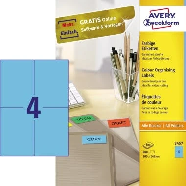 Avery Zweckform Universaletikett 3483 105x148mm Weiß 400 St./Pack. 3 Avery Zweckform Universaletikett 3483 105x148mm Weiß 400 St./Pack. – Bild 3