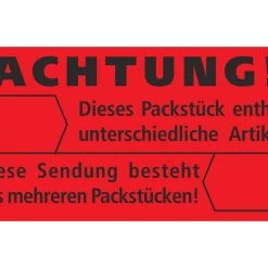 1-pack 1000x Hinweisetiketten Rot SENDUNG LIEFERUNG BESTEHT Aus __ TEILEN 145x76mm -Tesa Geschäft 58174843 3b0c 4c5c b0f8 287a70325376 2