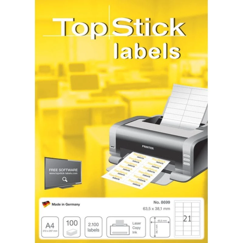 Null TOP STICK Universal-Etiketten, 210 X 148 Mm, Weiß, 100 Blatt 1 Null TOP STICK Universal-Etiketten, 210 X 148 Mm, Weiß, 100 Blatt
