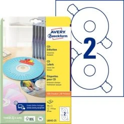AVERY Zweckform Inkjet CD-Etiketten, Ø 117 Mm, Weiß, Bedruckbar, Inkjet, Laser S/w, Farblaser, 25 Blatt = 50 Stück