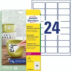 Avery Zweckform L4775REV-20 Wetterfeste Etiketten, Ablösbar, 210 X 297 Mm, 20 Bogen/20 Etiketten, Weiß -Tesa Geschäft 64155549 d4e9 4438 9b7a 4bc3fb12e9a7