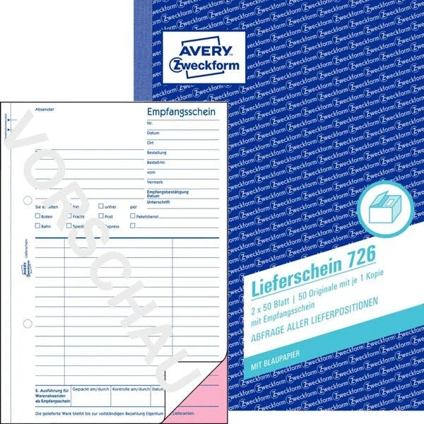 AVERY Zweckform Formularbuch 'Liefer-/Empfangsschein', A5 2 AVERY Zweckform Formularbuch 'Liefer-/Empfangsschein', A5 – Bild 2