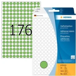 Herma Markierungspunkte Ø 8 Mm, Grün, 5.632 Etiketten, Permanent Haftend, Für Handbeschriftung