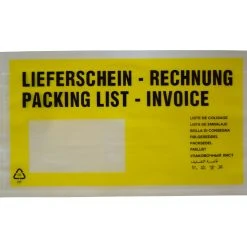 1-pack 1000x Dokumententaschen *Lieferschein/Rechnung* DIN Lang 235x130mm Gelb