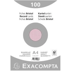 Exacompta 10236E 10x Karteikarten Kariert DIN A4 100 St Eingeschweißt - Rosa
