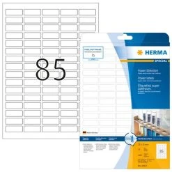 Herma Power-Etiketten 37 X 13 Mm, 2125 Etiketten, Weiß, Extrem Stark Haftend, Aus Papier