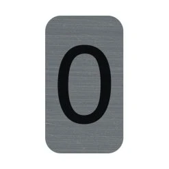 Exacompta 67190E 1x Hinweisschild Selbstklebend, Aluminiumoptik, Zahl 0 2,5x4,4 Cm - Grau