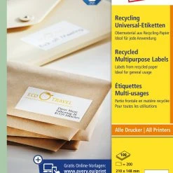 Avery Zweckform LR3655 Recycling Universal-Etiketten, A4, 210 X 148 Mm, 100 Bogen/200 Etiketten, Naturweiß -Tesa Geschäft 769e1327 2f78 4a87 8192 8dc4c23929ea scaled