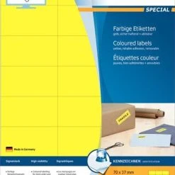 Herma Farbige Etiketten 70 X 37 Mm, 480 Etiketten, Gelb, Ablösbar