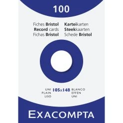 Exacompta 13309E 10x Karteikarten Blanko DIN A6 100 St - Mit Faltschachtel - Weiß