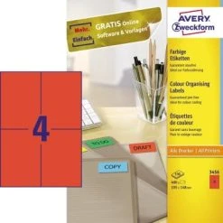 Avery Zweckform Universaletikett 3456 105x148mm Rot 400 St./Pack.