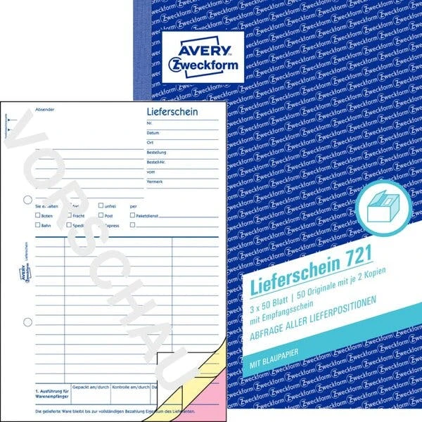 AVERY Zweckform Formularbuch 'Liefer-/Empfangsschein', A5 1 AVERY Zweckform Formularbuch 'Liefer-/Empfangsschein', A5