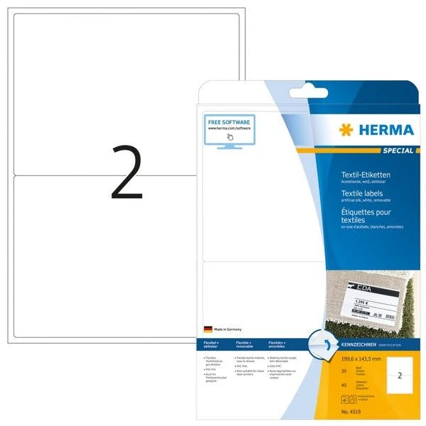 Herma Namensetiketten 80 X 50 Mm, 250 Etiketten, Trennbar, Aus Acetatseide, Weiß 5 Herma Namensetiketten 80 X 50 Mm, 250 Etiketten, Trennbar, Aus Acetatseide, Weiß – Bild 5