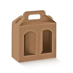 Null 50x Verpackung Für 2 Dosen Mit Fenster Braun (210x100x150 Mm)