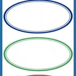 AVERY Zweckform Haushaltsetiketten, Ovale Rahmen, Blau/grün/rot, Papier, Beschriftbar, Ablösbar