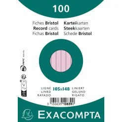 Exacompta 10839SE 20x Karteikarten Liniert DIN A6 100 St Eingeschweißt - Rosa