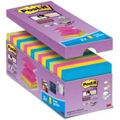 Null Post-it Haftnotizen Super Sticky Z-Notes, 76 X 76 Mm, Farbig