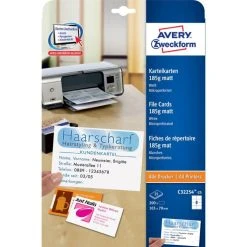 Null AVERY Zweckform Inkjet/Laser Karteikarte, 105 X 70 Mm, Weiß