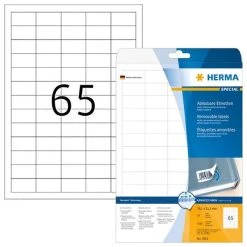 Herma Ablösbare Etiketten 38,1 X 21,2 Mm, 1.625 Etiketten, Weiß, Matt, Haftend