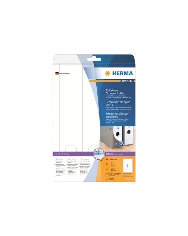 Null HERMA Special Selbstklebende Entfernbare Matte Lichtdichte Aktenordneretiketten Aus Papier Weiß 59 X 297 Mm 75 Etiketten 25 Bogen X 3 1 Null HERMA Special Selbstklebende Entfernbare Matte Lichtdichte Aktenordneretiketten Aus Papier Weiß 59 X 297 Mm 75 Etiketten 25 Bogen X 3