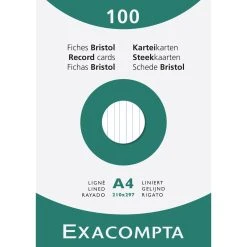 Exacompta 13806B 10x Karteikarten Liniert DIN A4 100 St - Mit Faltschachtel - Weiß