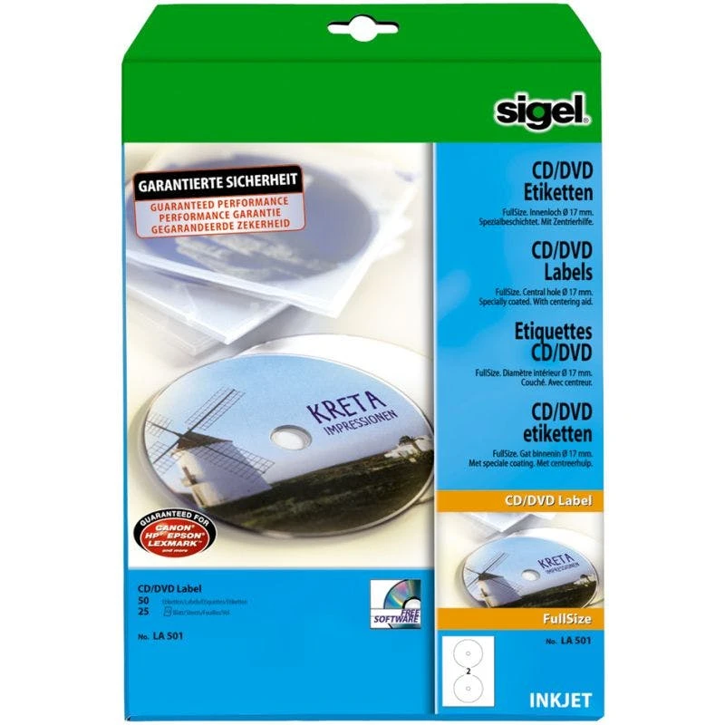 Null Sigel CD/DVD-Etiketten, Weiß, Spezialbeschichtet, Matt 1 Null Sigel CD/DVD-Etiketten, Weiß, Spezialbeschichtet, Matt