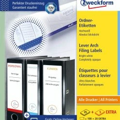 Avery Zweckform L4761-25 Ordner-Etiketten, A4 Mit Ultragrip, 61 X 192 Mm, 30 Bogen/120 Etiketten, Weiß -Tesa Geschäft b6a7e883 0639 44dc 9b3a c18b4e24aaba scaled