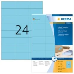Herma Farbige Etiketten 70 X 37 Mm, 2.400 Etiketten, Blau, Permanenthaftend