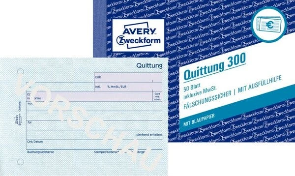 AVERY Zweckform Formularbuch 'Quittung', A6 Quer, 2x50 Blatt 2 AVERY Zweckform Formularbuch 'Quittung', A6 Quer, 2x50 Blatt – Bild 2